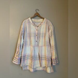 We the free free people popover shirt shacket
Plaid pastel flannel